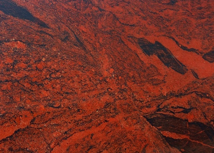 Red Multi Granite — natural stone slab for custom countertops and tables